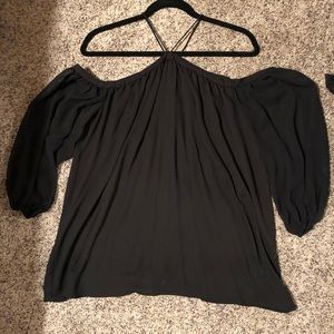 1State 3/4 sleeve cold shoulder sheer top